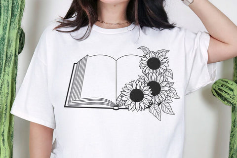 Flower Book with Sunflowers Svg, Floral Open Book Svg file, Reading Svg, Floral Books Svg, Teacher Svg, Book Clipart, Book Cricut SVG DesignDestine 