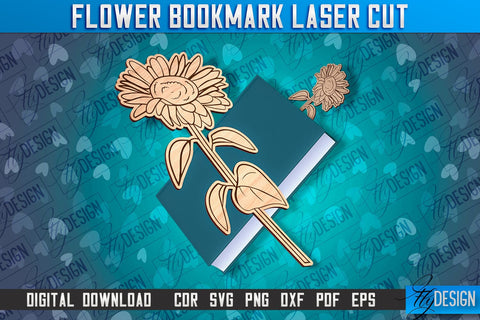 Flower Bookmark Laser Cut | Bookmark Laser Cut Design | CNC Files SVG Fly Design 