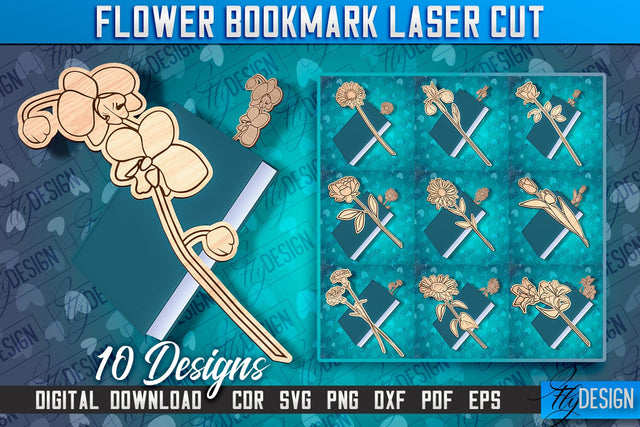 Flower Bookmark Laser Cut | Bookmark Laser Cut Design | CNC Files SVG Fly Design 