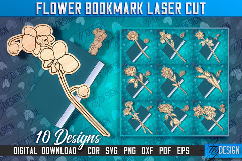 Flower Bookmark Laser Cut | Bookmark Laser Cut Design | CNC Files SVG Fly Design 