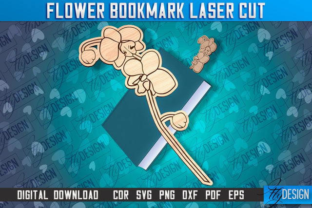 Flower Bookmark Laser Cut | Bookmark Laser Cut Design | CNC Files SVG Fly Design 