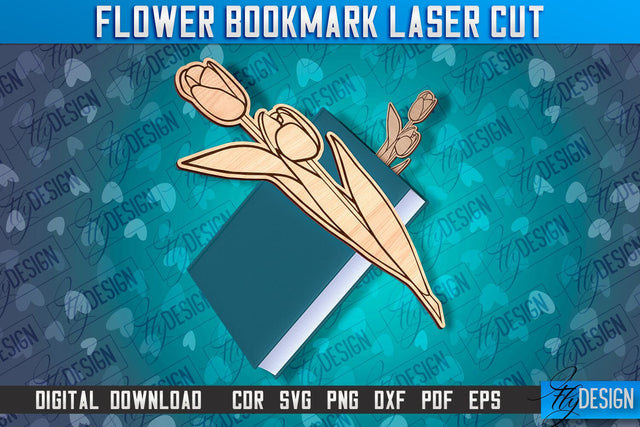 Flower Bookmark Laser Cut | Bookmark Laser Cut Design | CNC Files SVG Fly Design 