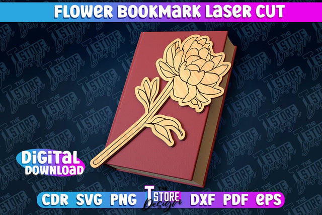 Flower Bookmark Laser Cut | Bookmark Laser Cut Design | CNC Files SVG The T Store Design 