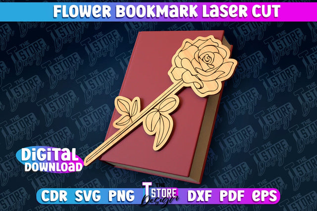 Flower Bookmark Laser Cut | Bookmark Laser Cut Design | CNC Files SVG The T Store Design 