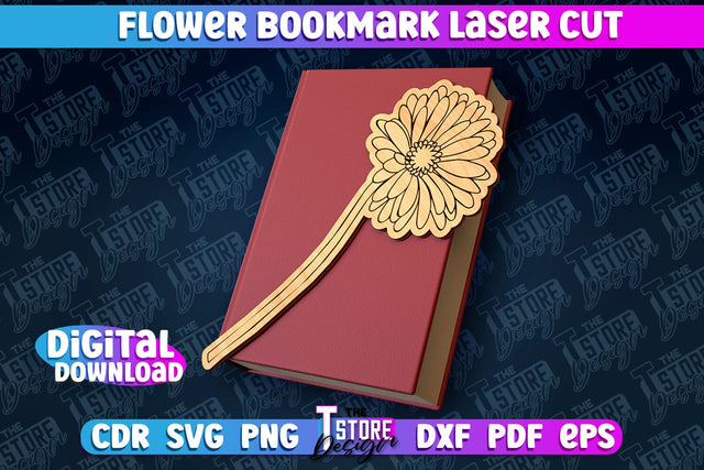 Flower Bookmark Laser Cut | Bookmark Laser Cut Design | CNC Files SVG The T Store Design 