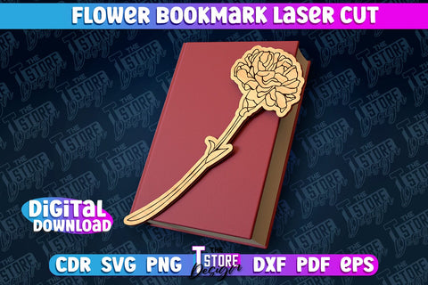 Flower Bookmark Laser Cut | Bookmark Laser Cut Design | CNC Files SVG The T Store Design 