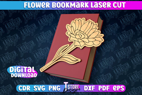 Flower Bookmark Laser Cut | Bookmark Laser Cut Design | CNC Files SVG The T Store Design 