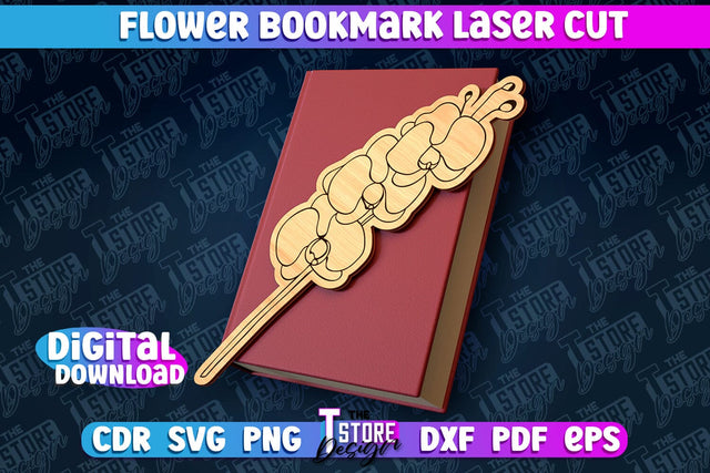 Flower Bookmark Laser Cut | Bookmark Laser Cut Design | CNC Files SVG The T Store Design 