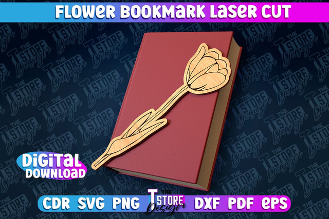 Flower Bookmark Laser Cut | Bookmark Laser Cut Design | CNC Files SVG The T Store Design 