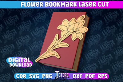 Flower Bookmark Laser Cut | Bookmark Laser Cut Design | CNC Files SVG The T Store Design 