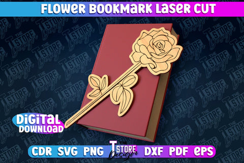 Flower Bookmark Laser Cut | Bookmark Laser Cut Design | CNC Files SVG The T Store Design 
