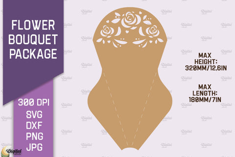 Flower bouquet package bundle. Flower wrap paper cut SVG 3D Paper Evgenyia Guschina 