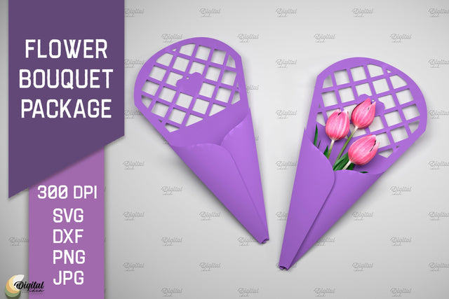 Flower Bouquet Package SVG. Gift Package Paper Cut 3D Paper Evgenyia Guschina 