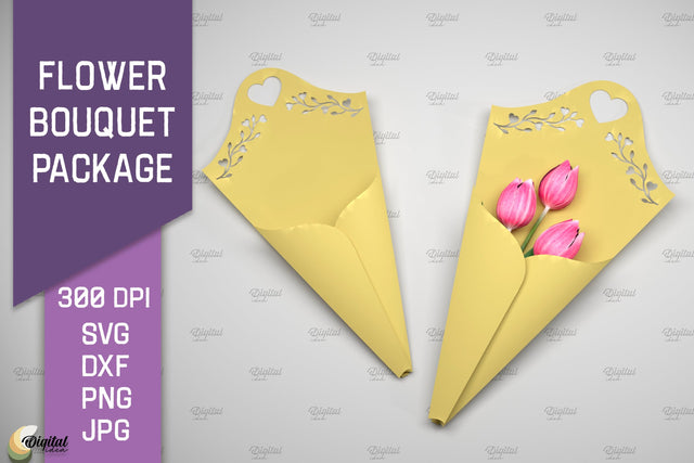 Flower Bouquet Package SVG. Gift Package Paper Cut 3D Paper Evgenyia Guschina 
