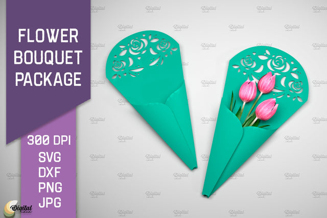 Flower Bouquet Package SVG. Gift Package Paper Cut 3D Paper Evgenyia Guschina 