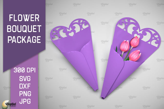 Flower Bouquet Package SVG. Gift Package Paper Cut 3D Paper Evgenyia Guschina 