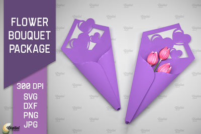 Flower Bouquet Package SVG. Gift Package Paper Cut 3D Paper Evgenyia Guschina 