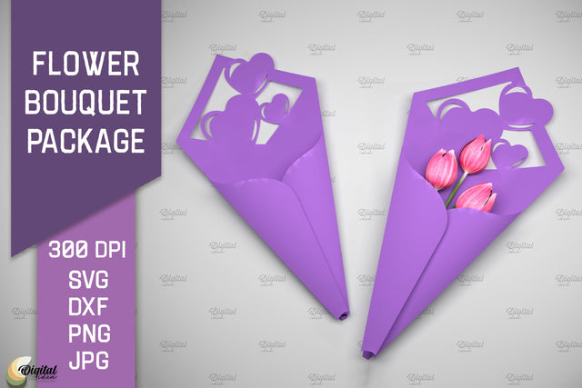 Flower Bouquet Package SVG. Gift Package Paper Cut 3D Paper Evgenyia Guschina 