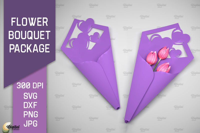 Flower Bouquet Package SVG. Gift Package Paper Cut 3D Paper Evgenyia Guschina 