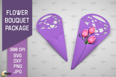 Flower Bouquet Package SVG. Gift Package Paper Cut 3D Paper Evgenyia Guschina 