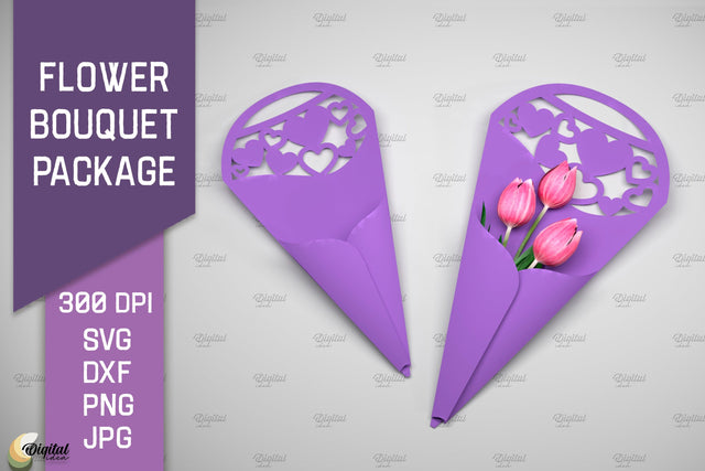 Flower Bouquet Package SVG. Gift Package Paper Cut 3D Paper Evgenyia Guschina 