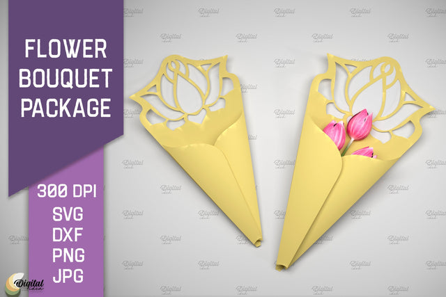 Flower Bouquet Package SVG. Gift Package Paper Cut 3D Paper Evgenyia Guschina 
