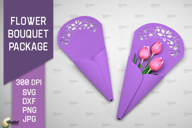 Flower Bouquet Package SVG. Gift Package Paper Cut 3D Paper Evgenyia Guschina 