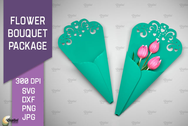 Flower Bouquet Package SVG. Gift Package Paper Cut 3D Paper Evgenyia Guschina 