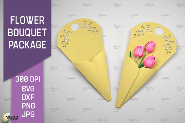 Flower Bouquet Package SVG. Gift Package Paper Cut 3D Paper Evgenyia Guschina 