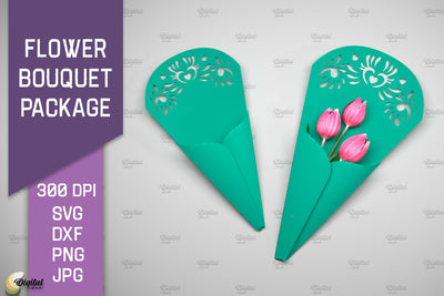 Flower Bouquet Package SVG. Gift Package Paper Cut 3D Paper Evgenyia Guschina 