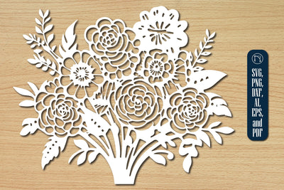 Flower Bouquet Paper Cut Design SVG SVG MD JOYNAL ABDIN 
