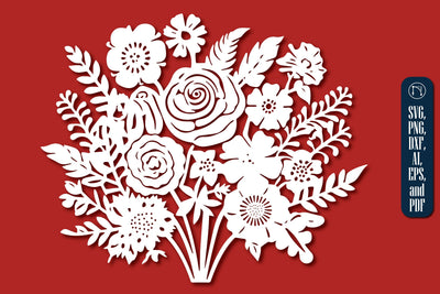 Flower Bouquet Paper Cut Design SVG SVG MD JOYNAL ABDIN 
