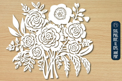 Flower Bouquet Paper Cut Design SVG SVG MD JOYNAL ABDIN 
