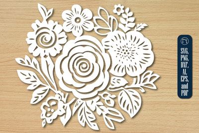 Flower Bouquet Paper Cut Design SVG SVG MD JOYNAL ABDIN 