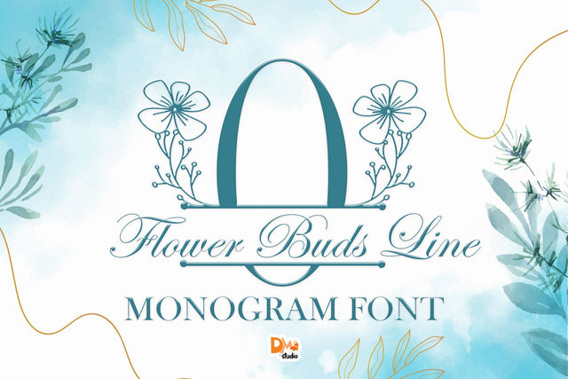 Flower Buds Line Monogram Font Dm Letter Studio 