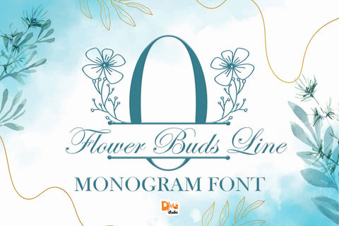 Flower Buds Line Monogram Font Dm Letter Studio 