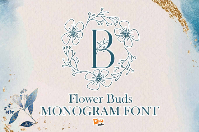 Flower Buds Monogram Font Dm Letter Studio 
