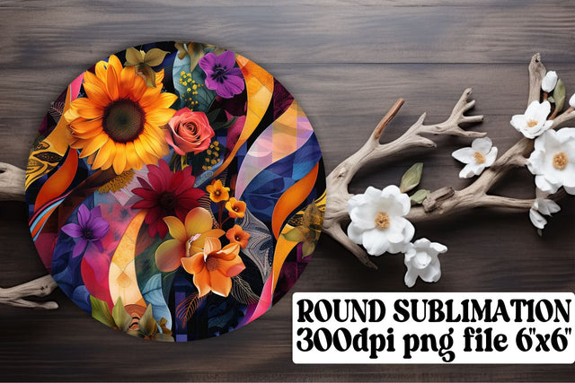 Flower Burst Ornaments Car Coaster Sublimation Design Keychain PNG Sublimation afrosvg 