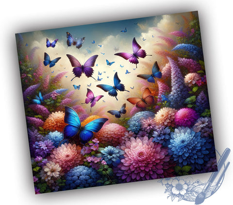 Flower Butterfly 20oz Skinny Tumbler, Butterfly Tumbler Png, Straight & Tapered Tumbler Wrap, Instant Digital Download Sublimation ToriDesigns 