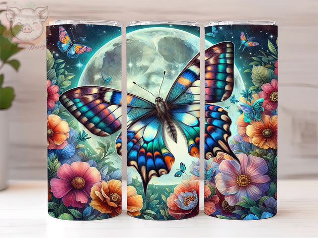 Flower Butterfly 20oz Tumbler Png, Straight & Tapered Tumbler Png, Butterfly Tumbler Png, Digital Download PNG Sublimation Lara' s Designs 
