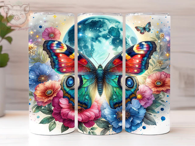 Flower Butterfly 20oz Tumbler Png, Straight & Tapered Tumbler Png, Butterfly Tumbler Png, Digital Download PNG Sublimation Lara' s Designs 
