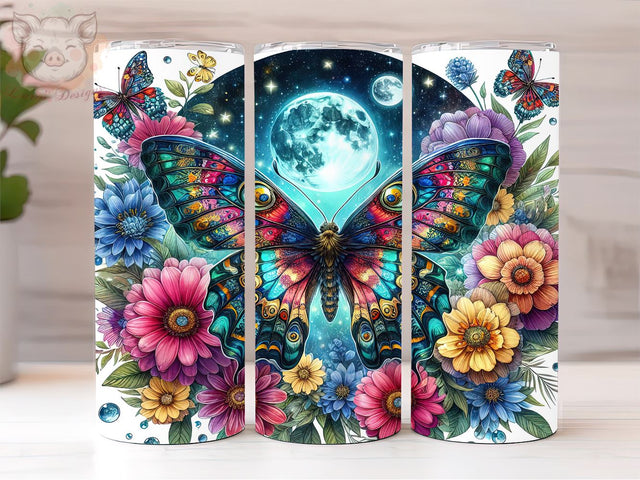 Flower Butterfly 20oz Tumbler Png, Straight & Tapered Tumbler Png, Butterfly Tumbler Png, Digital Download PNG Sublimation Lara' s Designs 