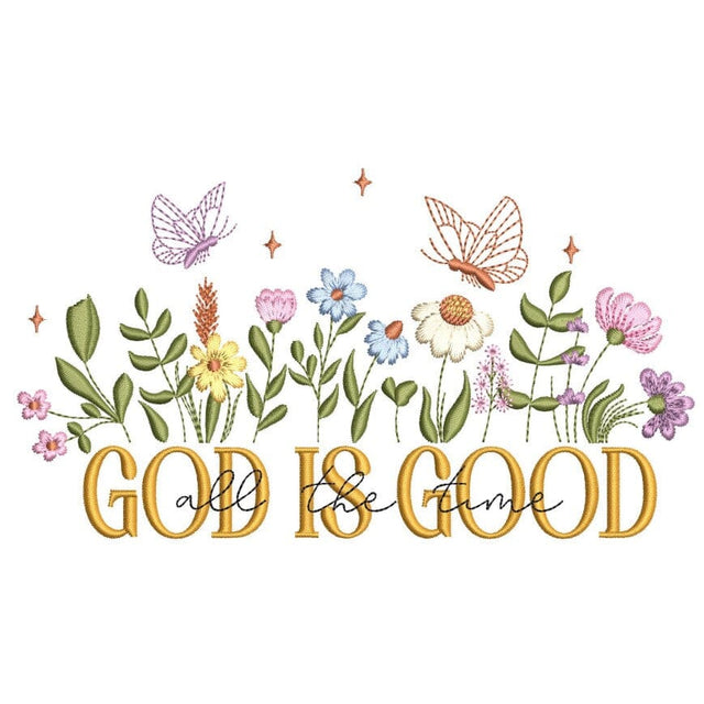 Flower Butterfly Embroidery Design God Is Good Machine Embroidery File for Scrubs Totes Pouches Digital Download for Gifts Embroidery/Applique DESIGNS Nino Nadaraia 