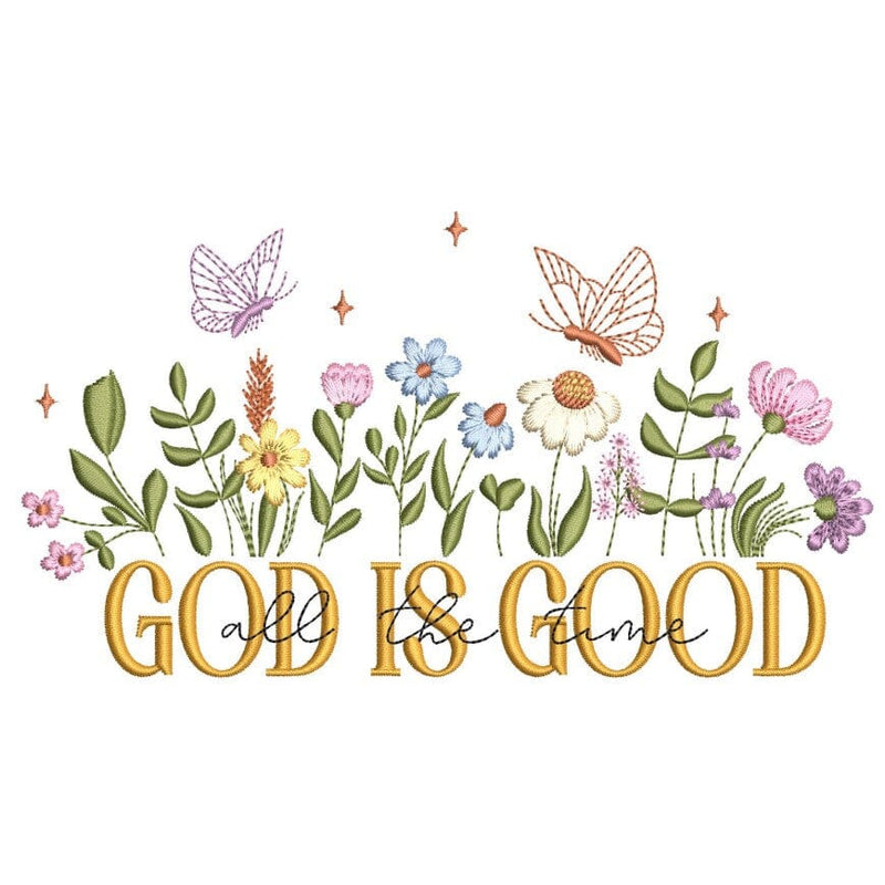 Flower Butterfly Embroidery Design God Is Good Machine Embroidery File for Scrubs Totes Pouches Digital Download for Gifts Embroidery/Applique DESIGNS Nino Nadaraia 