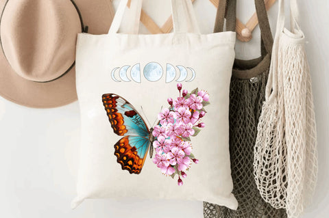 Flower Butterfly Wings Moon Sublimation Design Sublimation Regulrcrative 