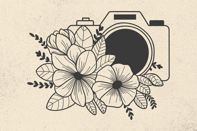 Flower Camera with Magnolia and Leaves Svg file, Floral Camera Svg, Flower Camera for shirt print, Photography svg, Camera svg, Magnolia Svg SVG DesignDestine 