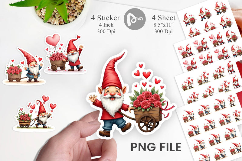 Flower Cart Gnome Sticker Sublimation artnoy 