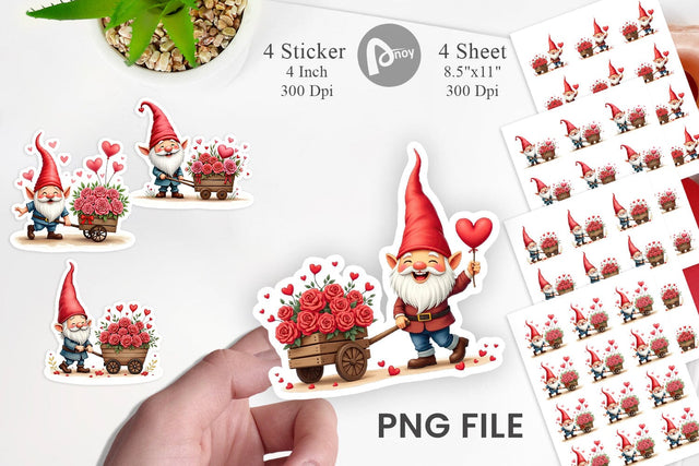 Flower Cart Gnome Sticker Sublimation artnoy 