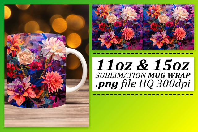 Flower Cascade Mug Design Sublimation afrosvg 