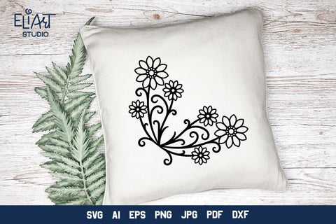 Flower Corner PNG, Floral Corner Decorative Element. SVG Elinorka 